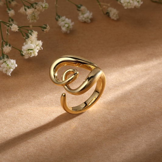 Heart Cuff 18kt Gold Plated Adjustable Finger Ring