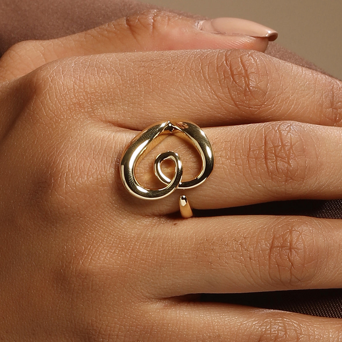 Heart Cuff 18kt Gold Plated Adjustable Finger Ring