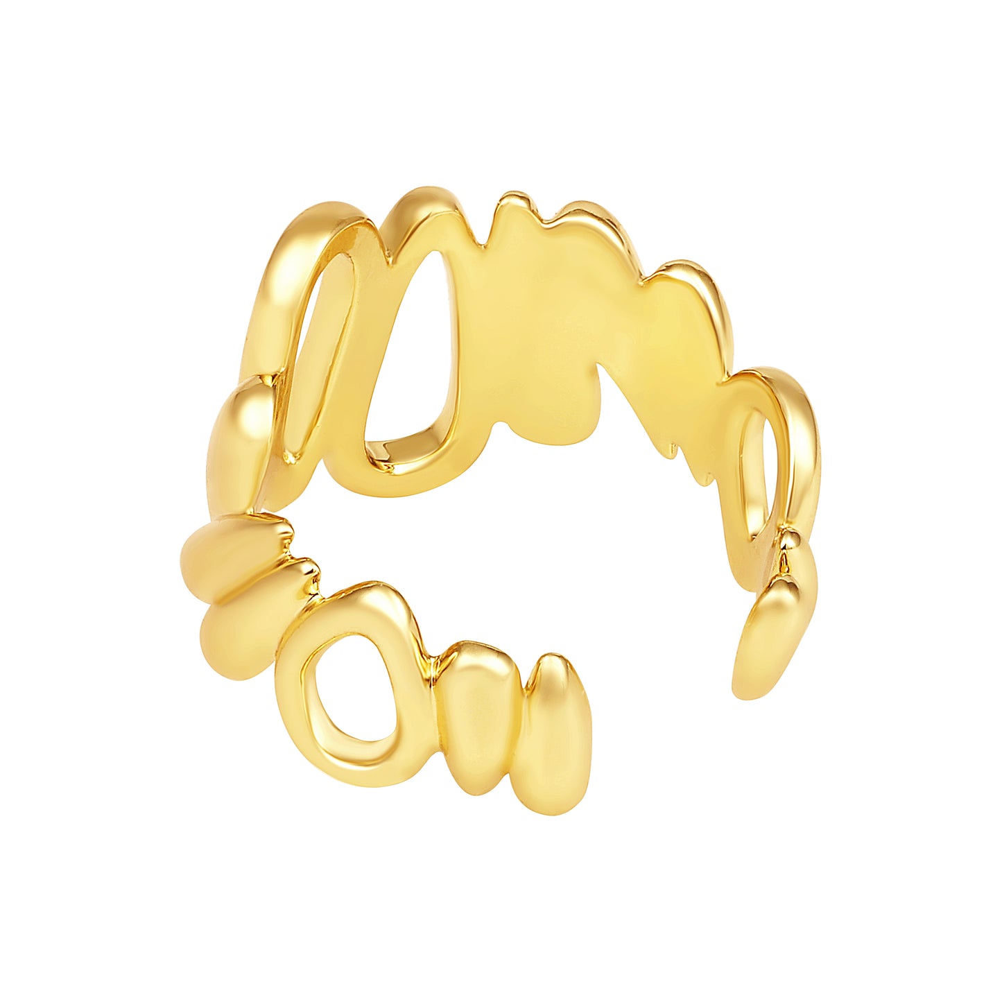 Spiral Wave Band 18kt Gold Plated Adjustable Finger Ring