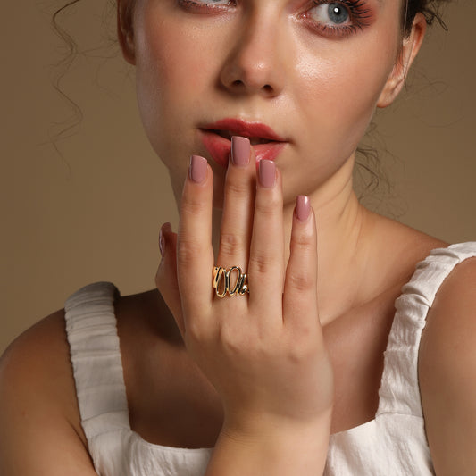 Spiral Wave Band 18kt Gold Plated Adjustable Finger Ring