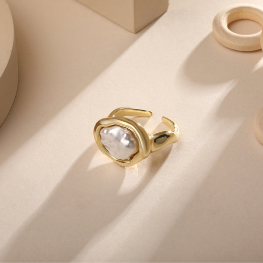 Pool Split Band 18kt Gold Plated Adjustable Finger Ring