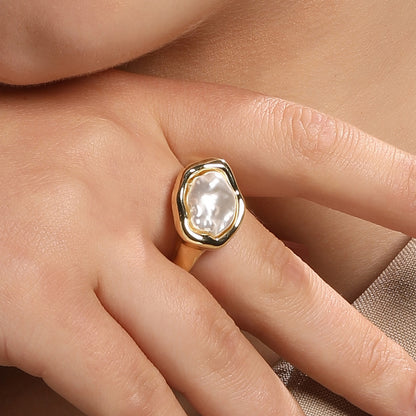 Pool Split Band 18kt Gold Plated Adjustable Finger Ring