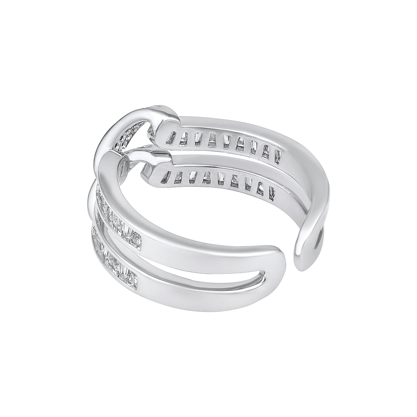 Sparkling Silver Plated Adjustable Zircon Finger Ring