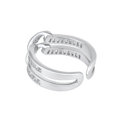 Sparkling Silver Plated Adjustable Zircon Finger Ring