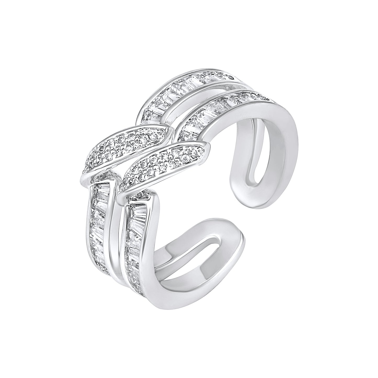 Sparkling Silver Plated Adjustable Zircon Finger Ring