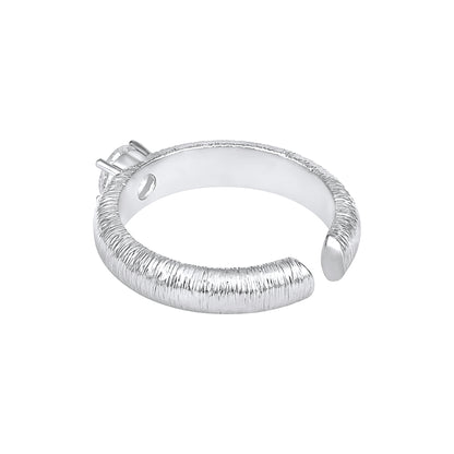 Snowflake Cuff Silver Plated Adjustable Zircon Finger Ring
