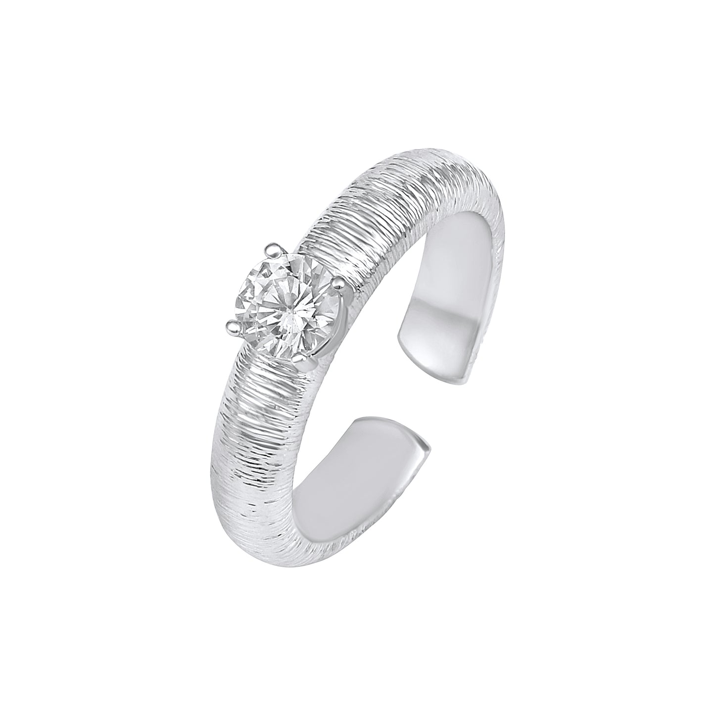 Snowflake Cuff Silver Plated Adjustable Zircon Finger Ring