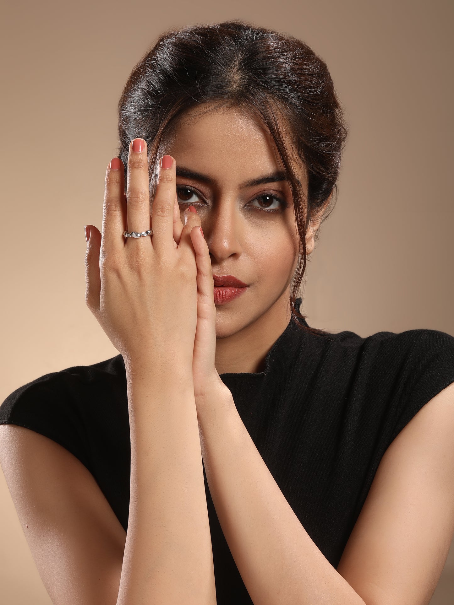 Oval Shape Silver Plated Adjustable Finger Ring