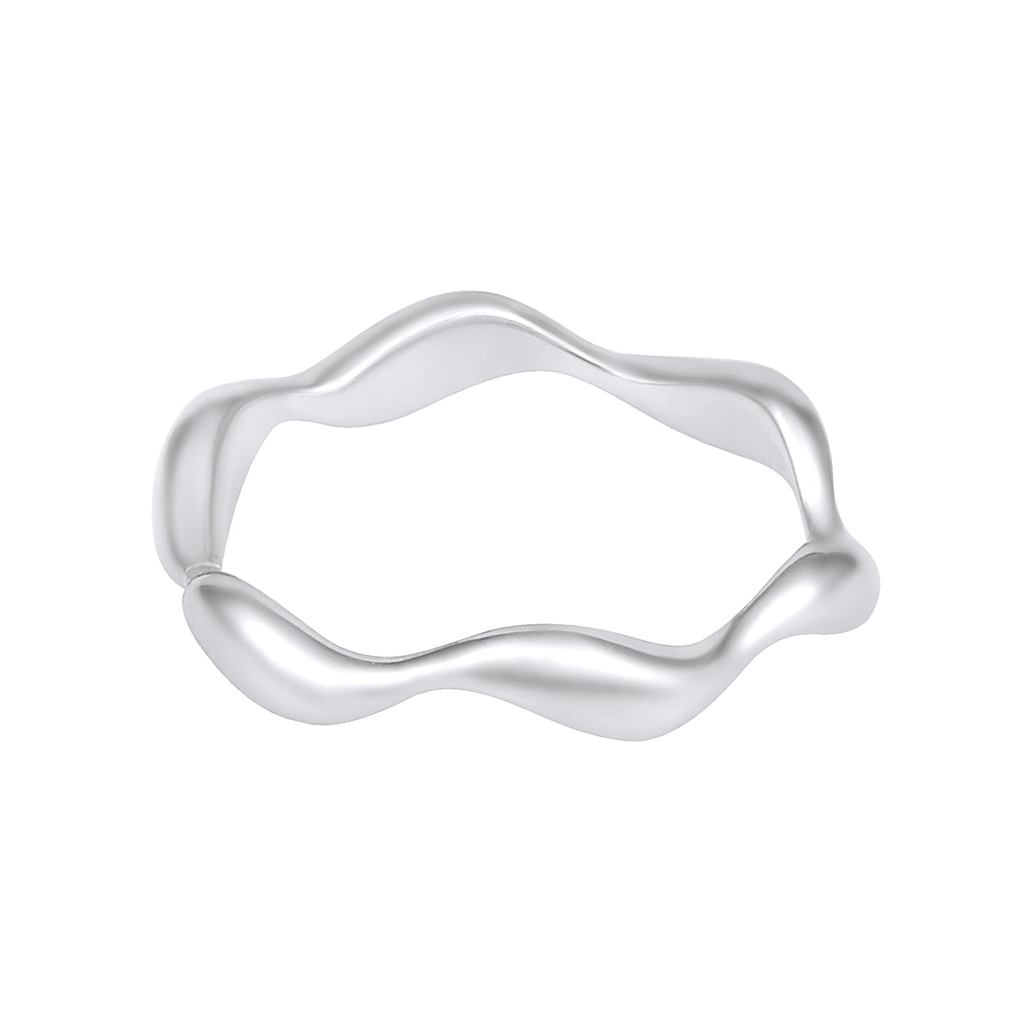 Zigzag Wavy Silver Plated Adjustable Finger Ring