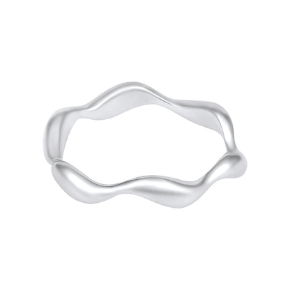 Zigzag Wavy Silver Plated Adjustable Finger Ring