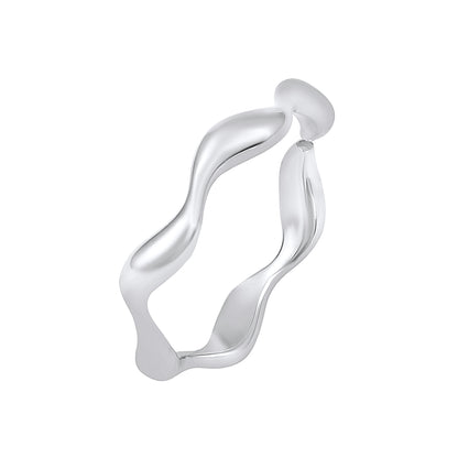 Zigzag Wavy Silver Plated Adjustable Finger Ring
