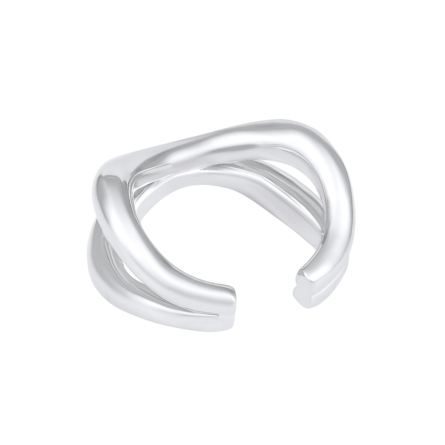 Criss Cross Silver Plated Adjustable Finger Ring