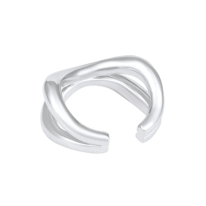Criss Cross Silver Plated Adjustable Finger Ring
