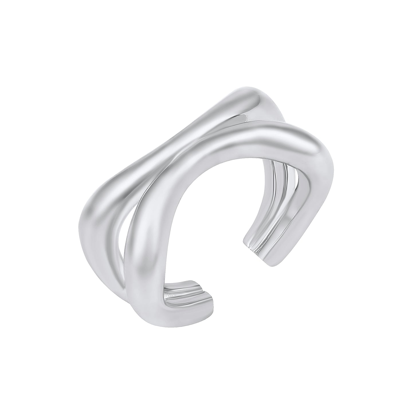 Criss Cross Silver Plated Adjustable Finger Ring