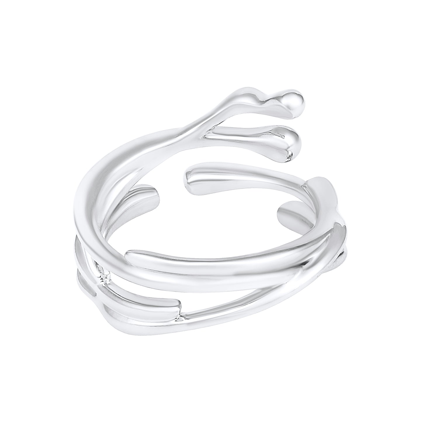 Liquid Stackable Silver Plated Adjustable Chunky Finger Ring