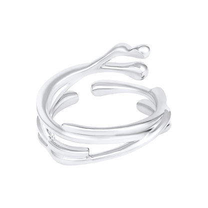 Liquid Stackable Silver Plated Adjustable Chunky Finger Ring