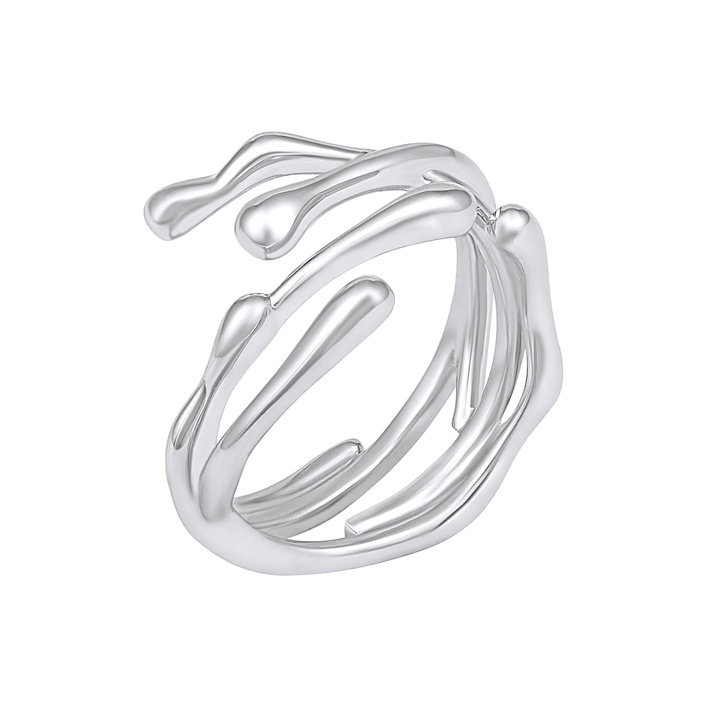 Liquid Stackable Silver Plated Adjustable Chunky Finger Ring