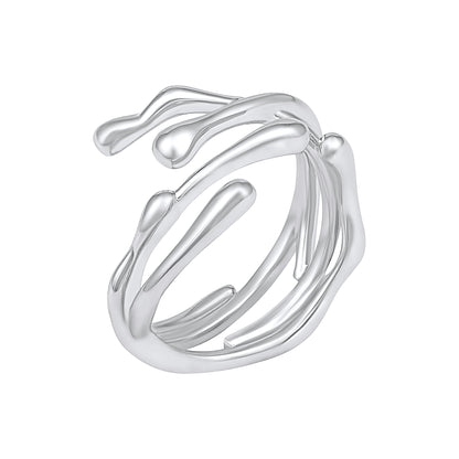 Liquid Stackable Silver Plated Adjustable Chunky Finger Ring