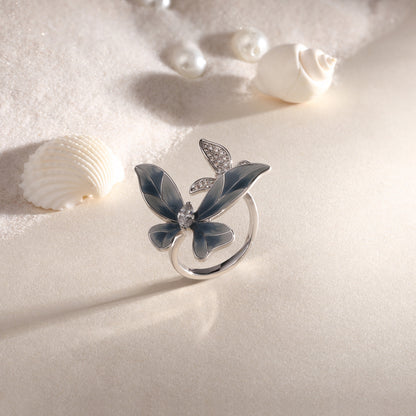 Lotus White Flower Silver Plated Adjustable Finger Ring