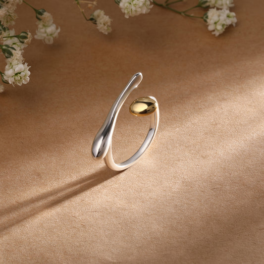 Stunning Two-Tone Silver Plated Adjustable Finger Ring