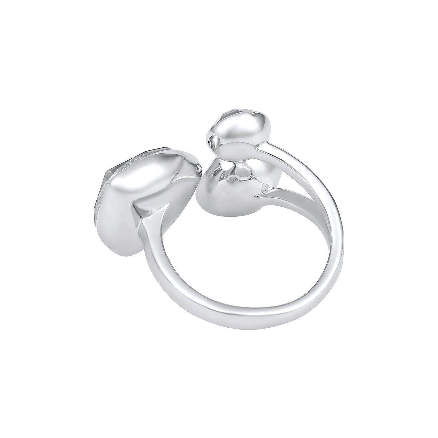 Black Sparkly Crystal Silver Plated Adjustable Finger Ring