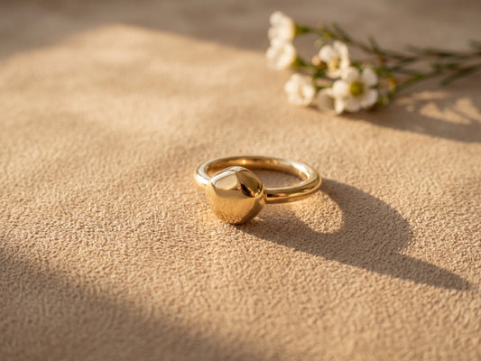 Facet Cut Gold Nugget Solitaire Band Ring