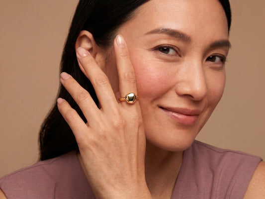 Facet Cut Gold Nugget Solitaire Band Ring
